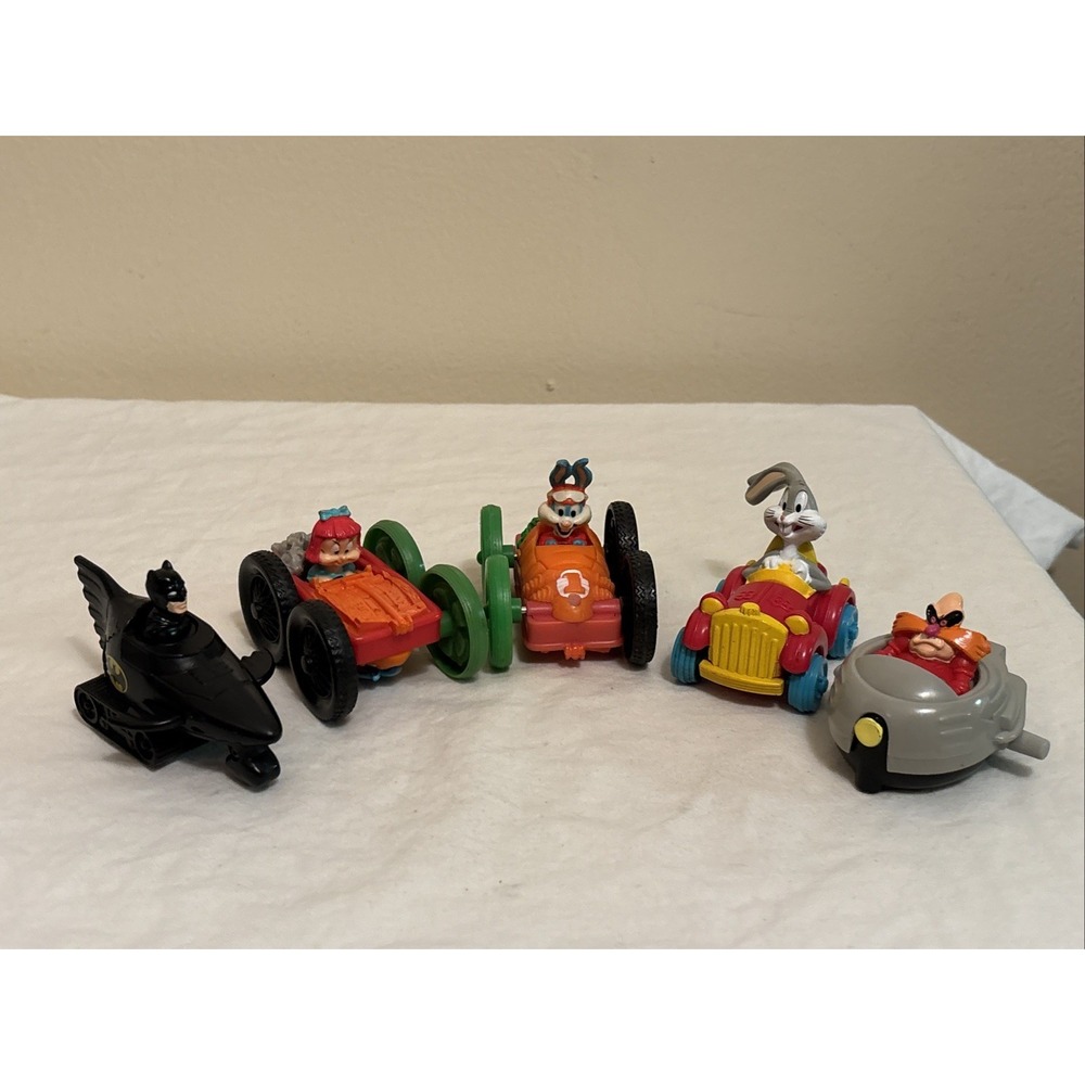 Vintage McDonalds Happy Meal Toy Vehicles Lot 5 Batman Sonic Bugs Bunny 1990-93